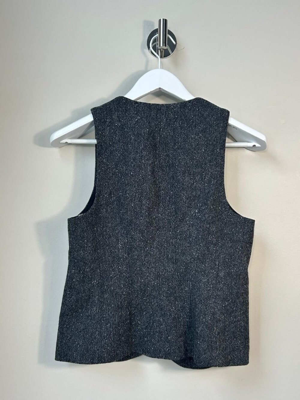 THEORY Women's Wool Blend Tweed Vest Size 4 Grey Black Button Front - Picture 3 of 5